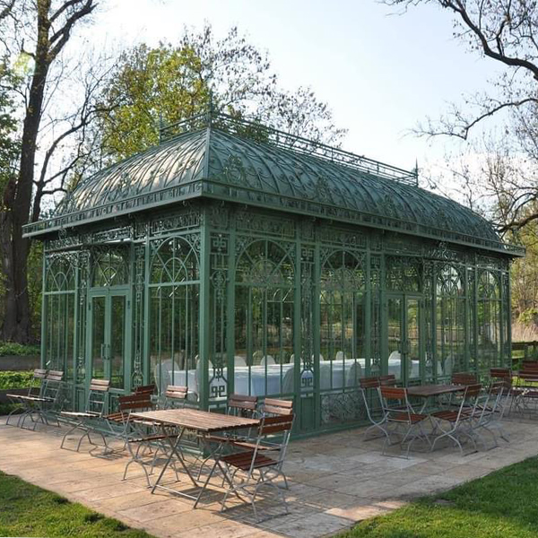 Yongsheng classical Victorian style steel glass greenhouse,  Victorian stained glass greenhouse